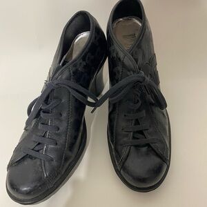 Ruco Line Black block high heels lace up women size 39